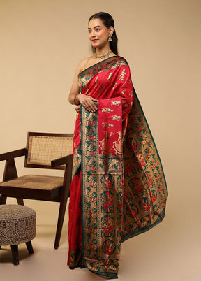 Pink Baluchari Silk Saree With Blouse Piece