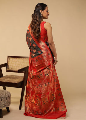 Green Baluchari Silk Saree With Blouse Piece