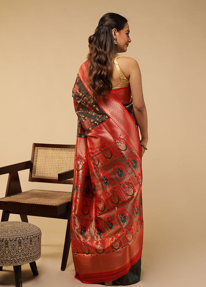 Black Baluchari Silk Saree With Blouse Piece