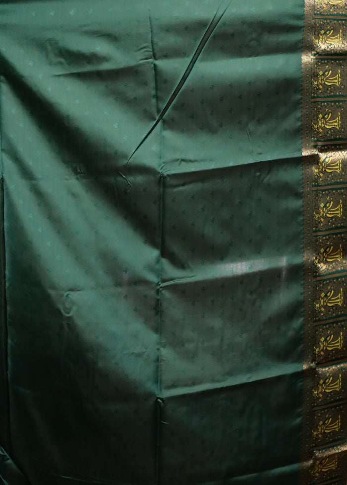 Green Baluchari Silk Saree With Blouse Piece