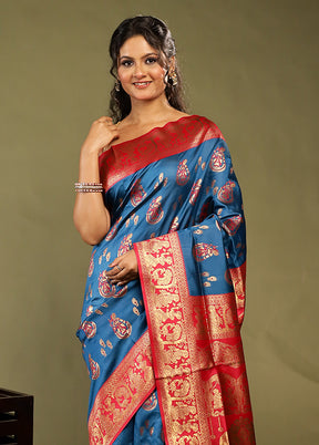 Green Baluchari Silk Saree With Blouse Piece