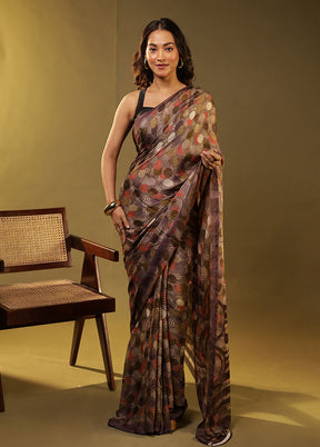 Cream Chiffon Silk Saree With Blouse Piece