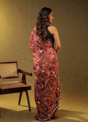 Multicolor Printed Silk Saree With Blouse Piece