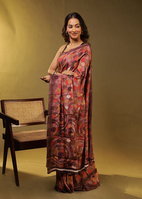 Multicolor Printed Silk Saree With Blouse Piece