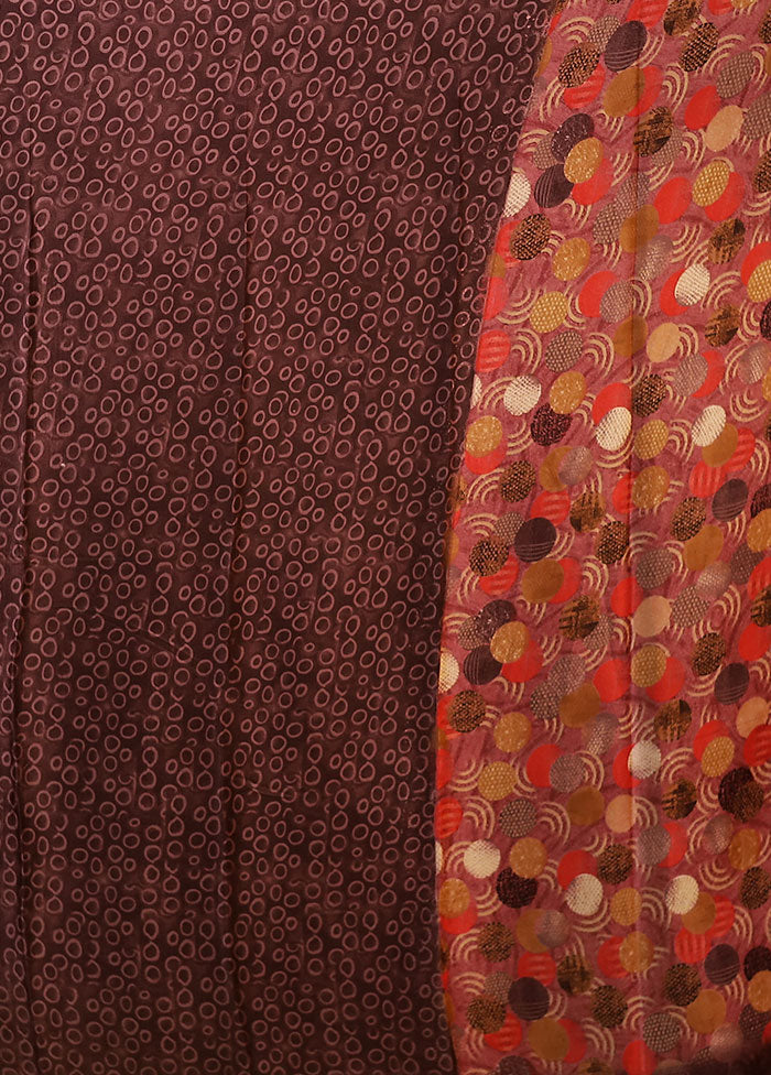 Purple Printed Silk Saree Without Blouse Piece