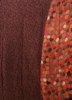Purple Printed Silk Saree Without Blouse Piece