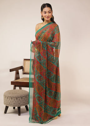 Red Chiffon Silk Saree With Blouse Piece