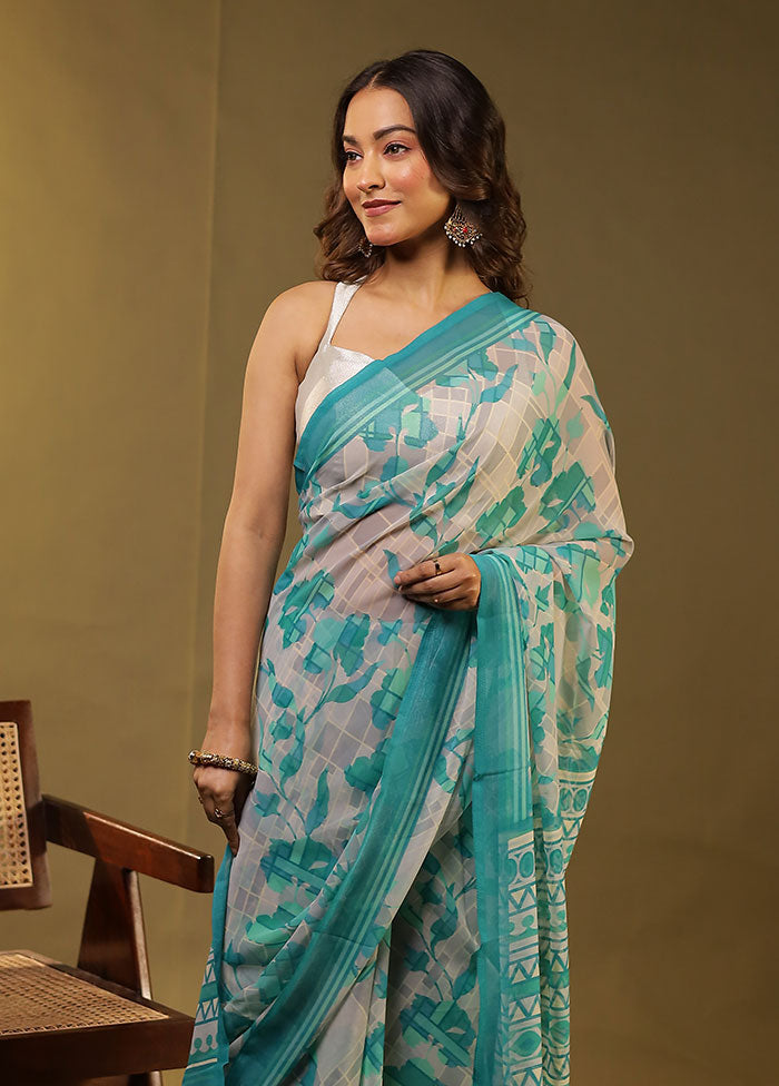 Multicolor Chiffon Silk Saree With Blouse Piece