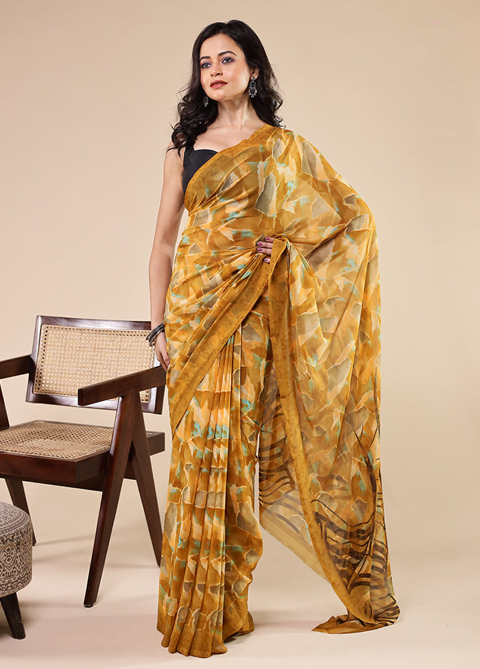 Multicolor Chiffon Silk Saree With Blouse Piece