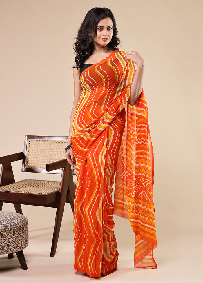 Multicolor Chiffon Silk Saree With Blouse Piece