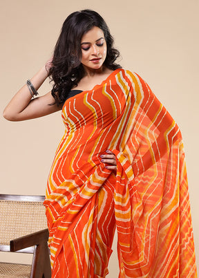 Multicolor Chiffon Silk Saree With Blouse Piece