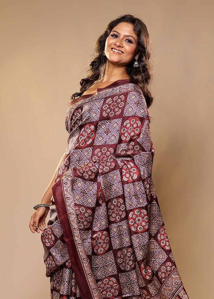 Shahi Durbar Duo – Maroon Printed Silk & Blue Tissue Silk Sarees