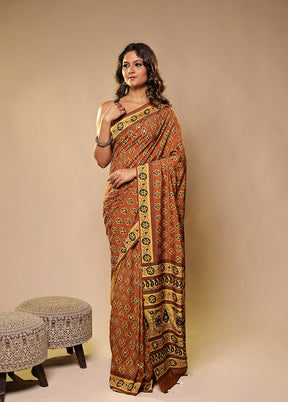 Royal Indigo Duo – Pink & Brown Printed Silk Sarees