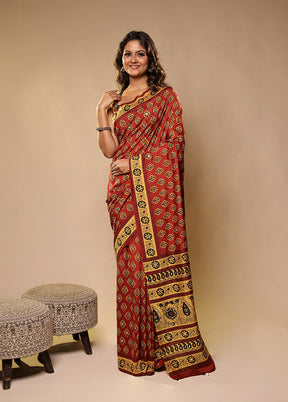 Navratna Duo – Rust & Multicolor Printed Silk Sarees