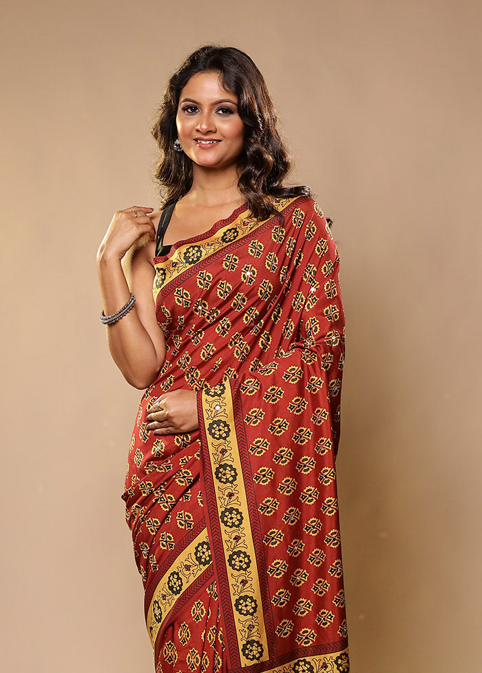 Navratna Duo – Rust & Multicolor Printed Silk Sarees