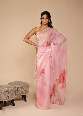 Pink Organza Saree With Blouse Piece