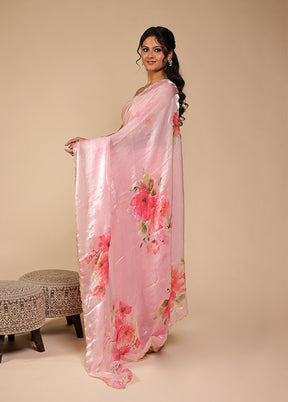Pink Organza Saree With Blouse Piece