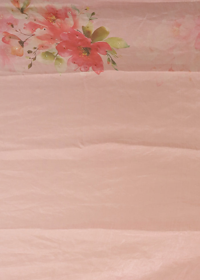 Pink Organza Saree With Blouse Piece