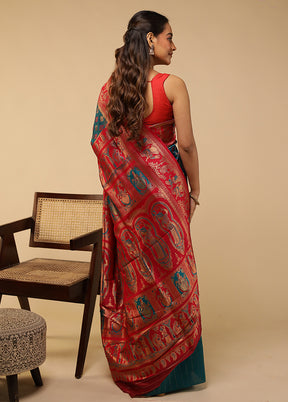 Green Baluchari Silk Saree With Blouse Piece
