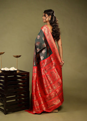 Black Baluchari Silk Saree With Blouse Piece