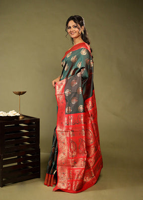 Black Baluchari Silk Saree With Blouse Piece