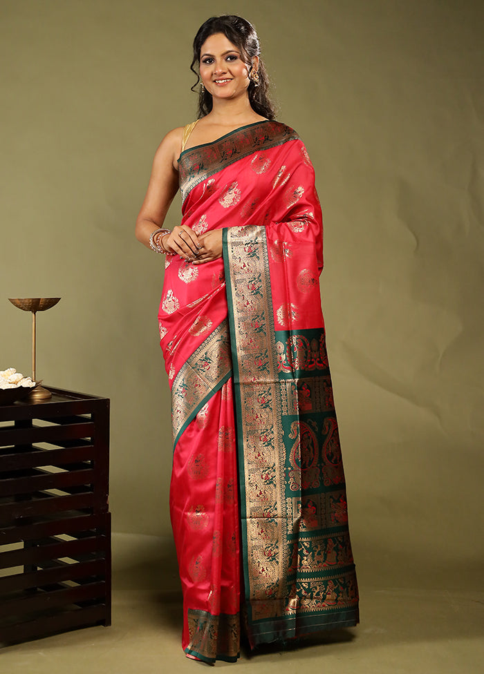Pink Baluchari Silk Saree With Blouse Piece