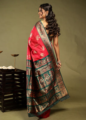 Pink Baluchari Silk Saree With Blouse Piece