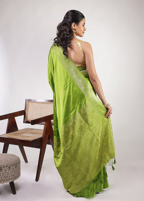 Green Dupion Silk Saree With Blouse Piece