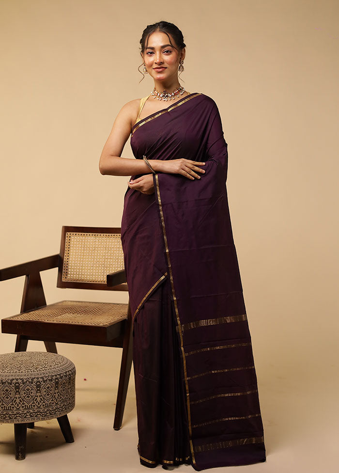 Purple Kanjivaram Silk Saree With Blouse Piece