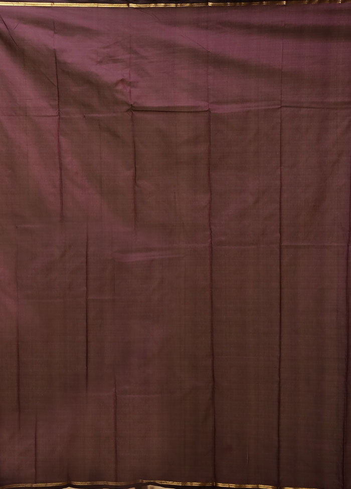 Brown Kanjivaram Silk Saree With Blouse Piece