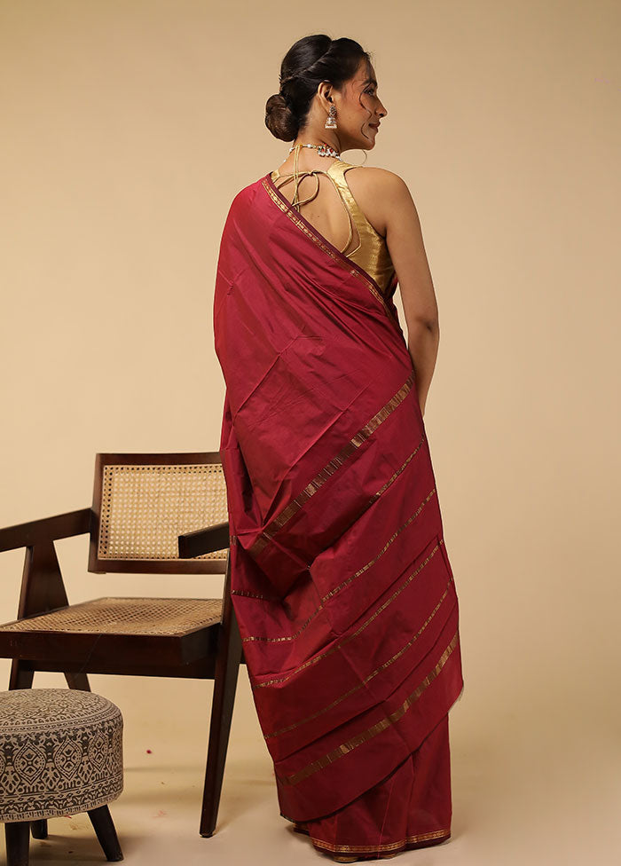 Red Kanjivaram Silk Saree With Blouse Piece