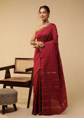 Red Kanjivaram Silk Saree With Blouse Piece