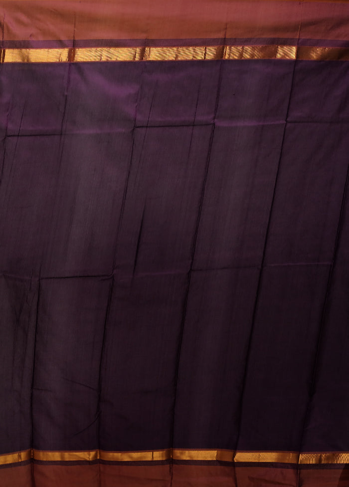 Purple Kanjivaram Silk Saree With Blouse Piece