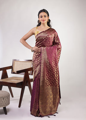 Purple Dupion Silk Saree With Blouse Piece
