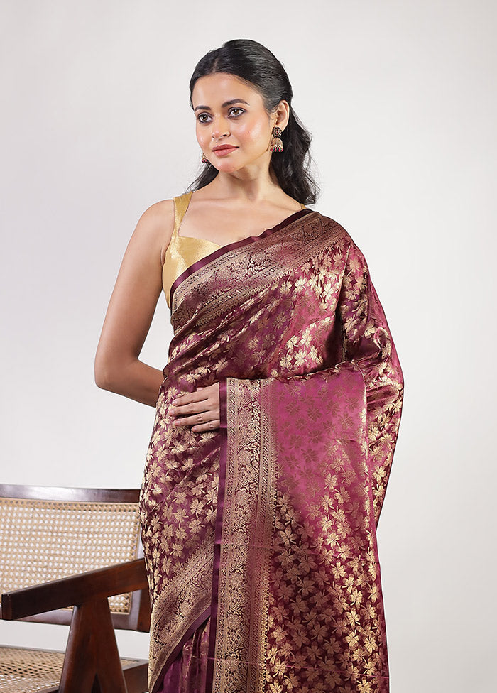 Purple Dupion Silk Saree With Blouse Piece