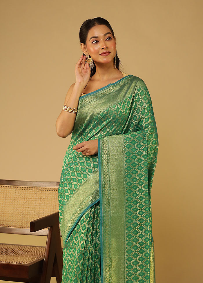 Green Kora Silk Saree With Blouse Piece