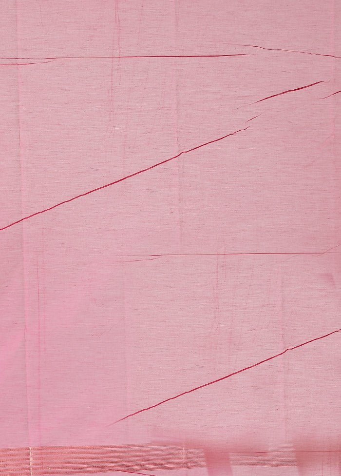 Pink Kora Silk Saree With Blouse Piece