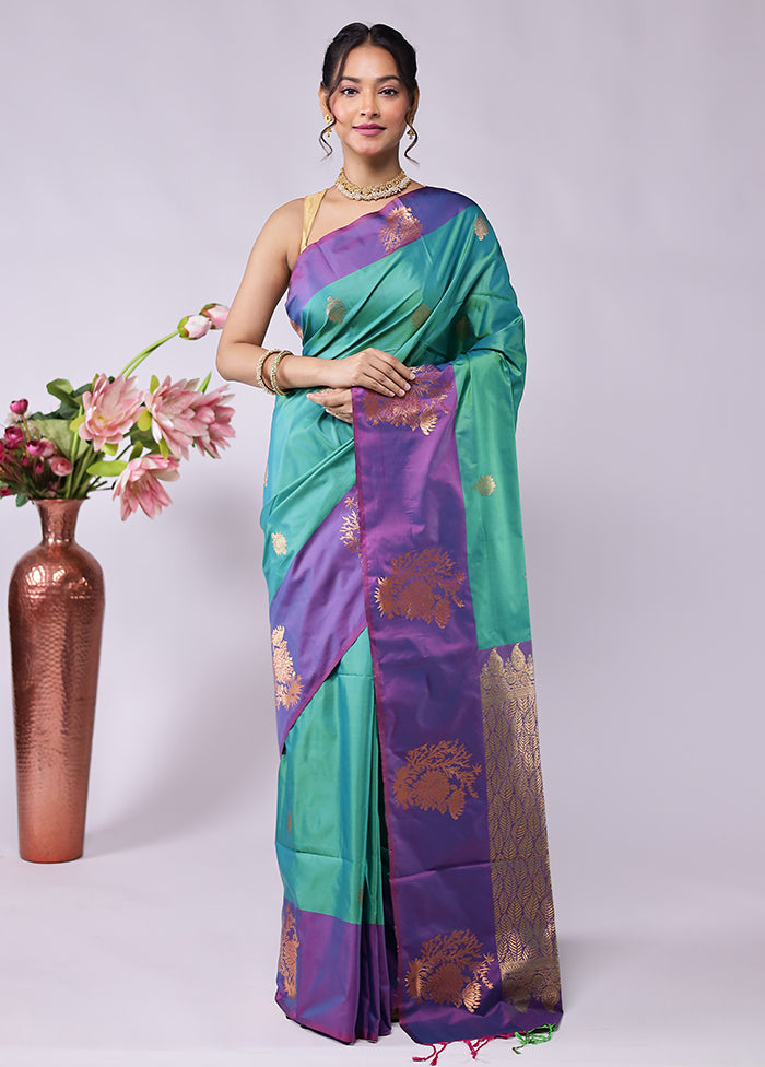 Green Kanjivaram Silk Saree With Blouse Piece