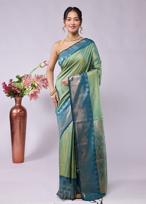 Green Kanjivaram Silk Saree With Blouse Piece
