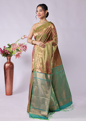 Green Kanjivaram Silk Saree With Blouse Piece