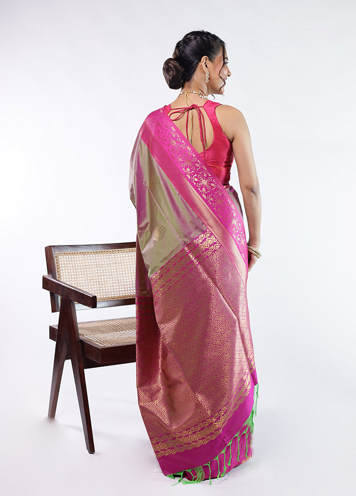 Purple Kanjivaram Silk Saree With Blouse Piece