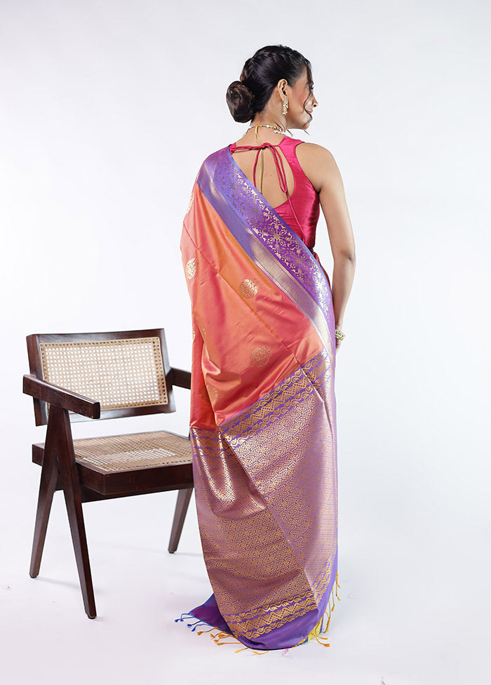 Purple Kanjivaram Silk Saree With Blouse Piece