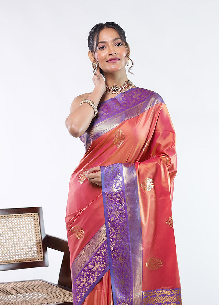 Purple Kanjivaram Silk Saree With Blouse Piece