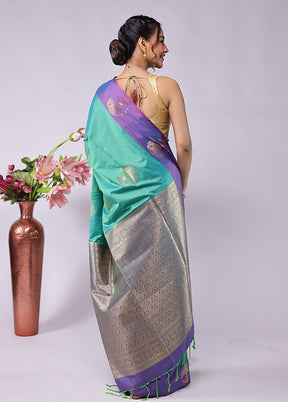 Green Kanjivaram Silk Saree With Blouse Piece