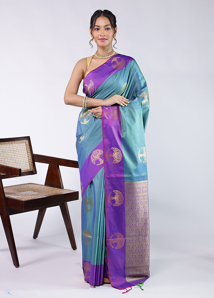 Green Kanjivaram Silk Saree With Blouse Piece
