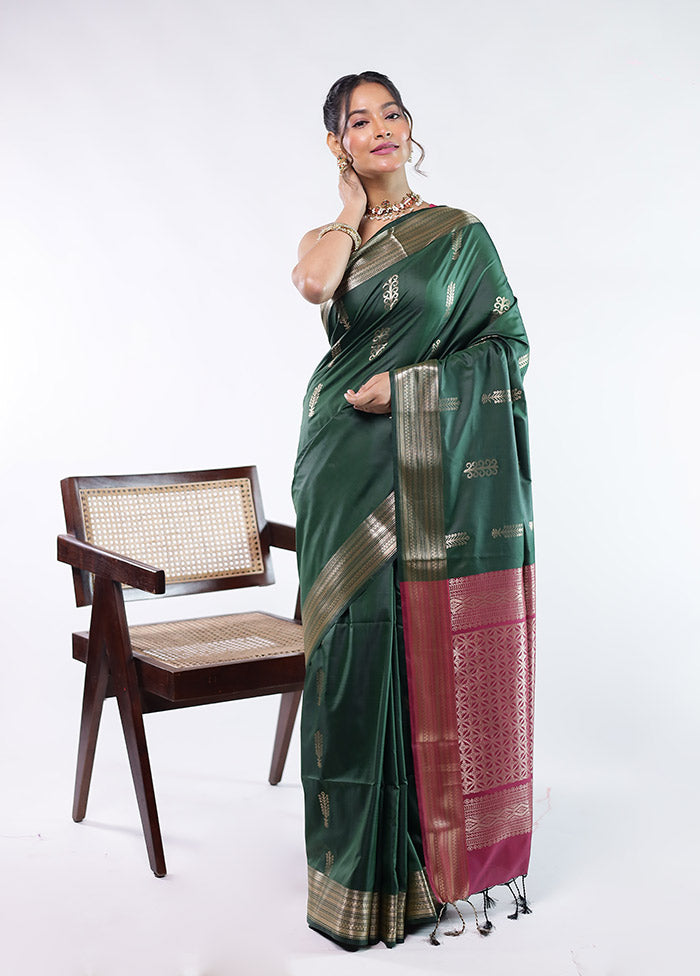 Green Kanjivaram Silk Saree With Blouse Piece