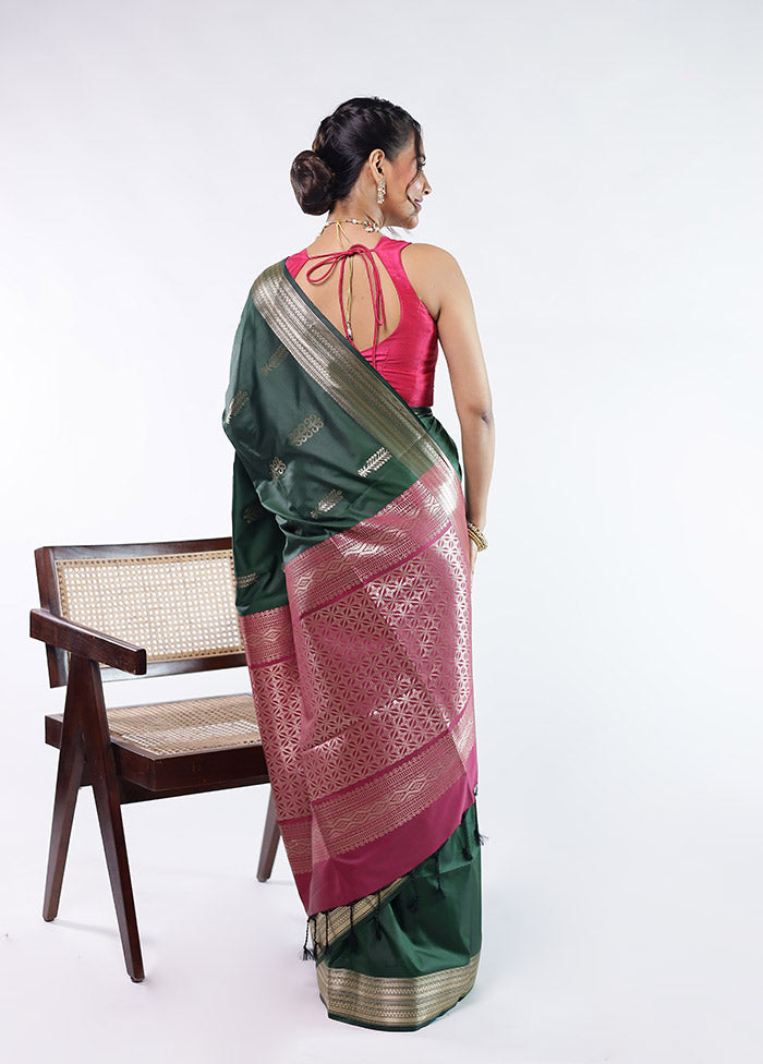 Green Kanjivaram Silk Saree With Blouse Piece