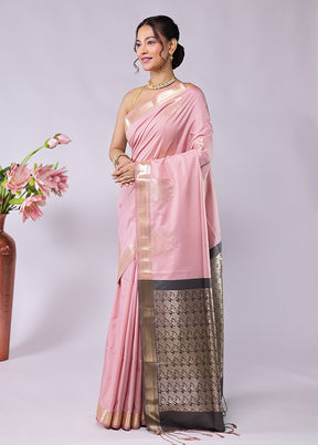 Pink Kanjivaram Silk Saree With Blouse Piece