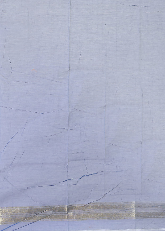 Blue Kora Silk Saree With Blouse Piece