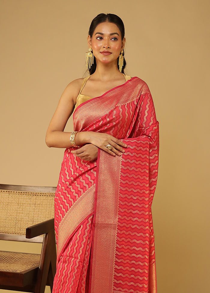Pink Kora Silk Saree With Blouse Piece